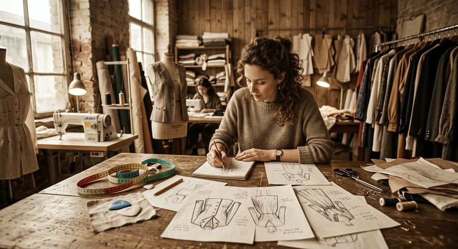 Founding atelier sketching first designs