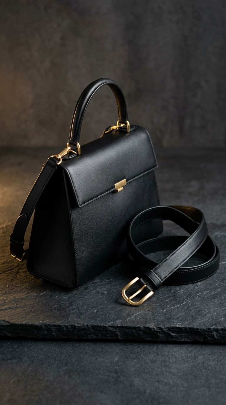 NOIR leather bag and belt